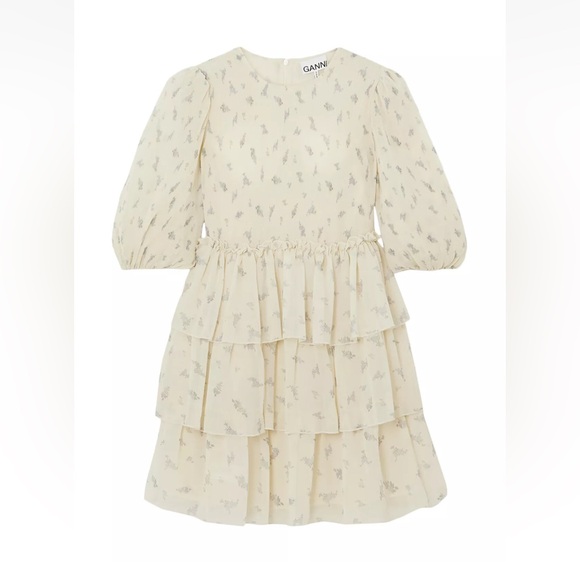 NEW GANNI Pleated Georgette Dress Size XL / US 10 / UK 14 - Picture 1 of 4